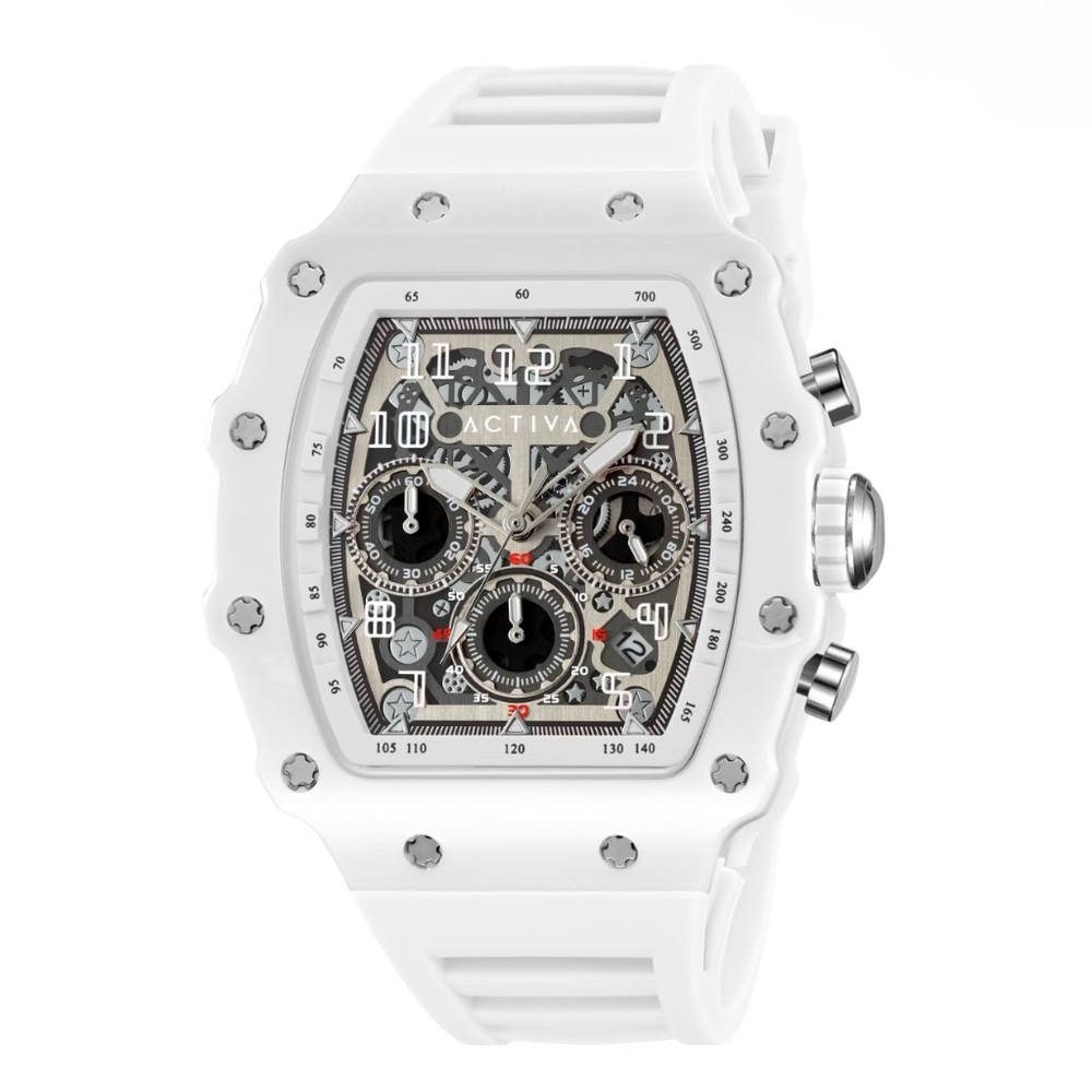 Activa X Invicta Men's Watch w/ Skeleton Dial - 44.3mm, White & Silver